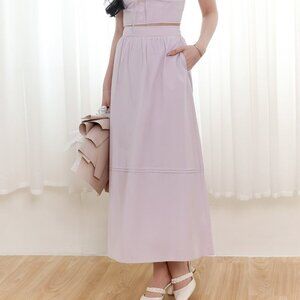 NWT Summer Purple Lilac Cotton Blend Midi Skirt